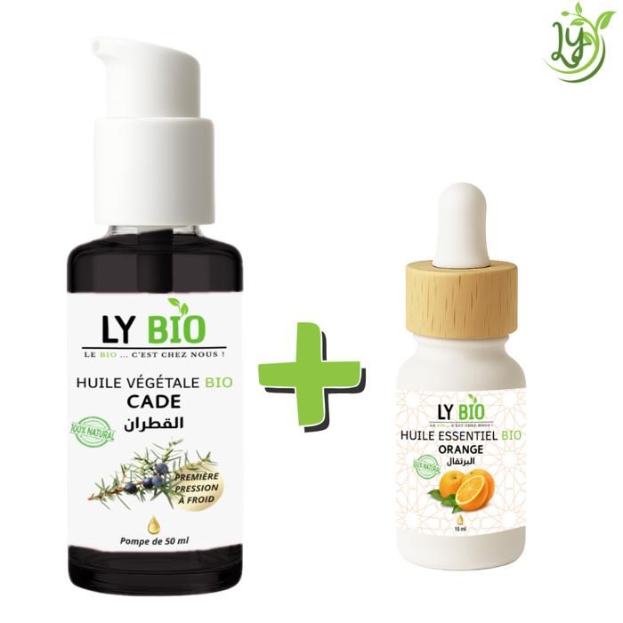 LYBIO PACK HUILE CADE 50ML - POMPE + HUILE ESSENTIEL ORANGE 10ML