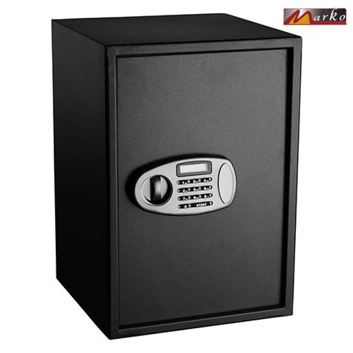 Coffre Fort à Serrure Électronique Avec Code PIN et 2 Clés, Fixations Murales et au sol 50×35×31cm