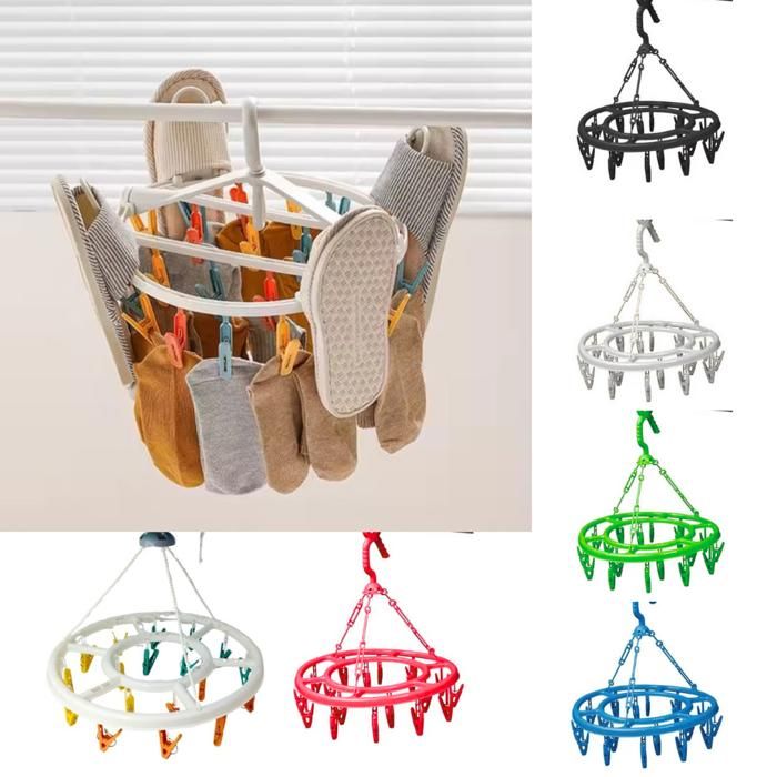 Porte-sous-vêtements - Cintres - 18 clips - Plastique léger - Rotatif - Compact  (Couleur aléatoire)