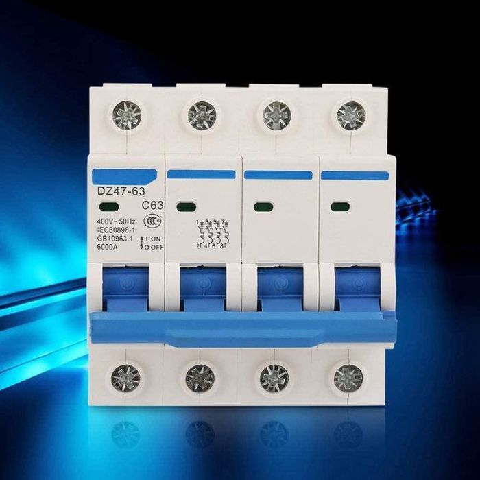 Tosun Disjoncteur 4P 63A 6KA Disjoncteur Miniature à Courant Surcharge Court-Circuit Protection