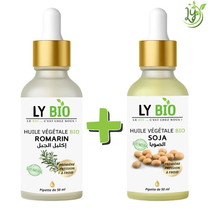 Huile - LYBIO - Pack Huile Romarin 50ml + Huile Soja 50ml - Nourrissante - Antioxydante - Stimulante
