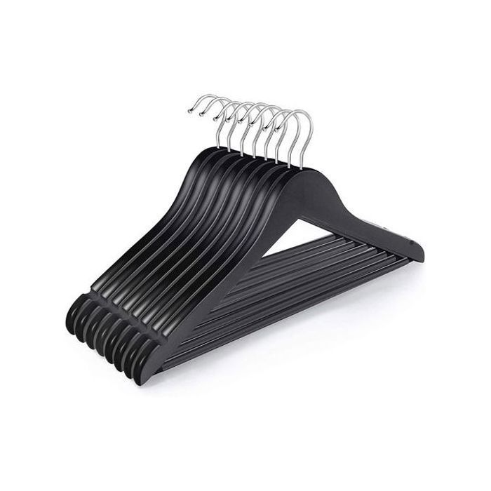 Lot de 3 Cintres en plastique Noir , Robustes et Lisses