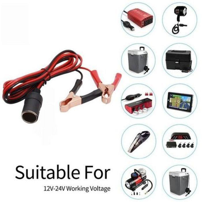 Adaptateur de Prise de Voiture Universel avec Fixation Clip pour Batterie 12V