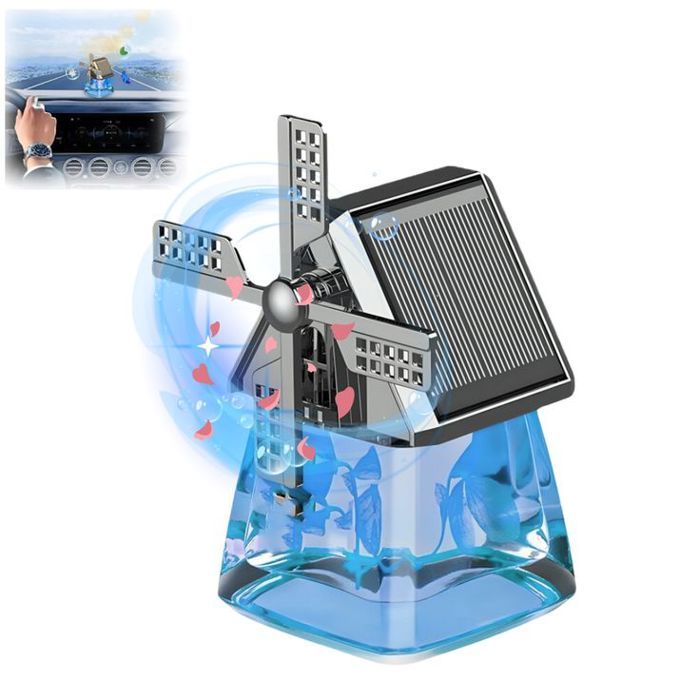Désodorisant de Voiture à Énergie Solaire – Diffuseur d'Aromathérapie Moulin à Vent