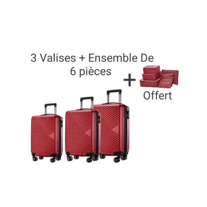 Ensemble 3 Valises + 6 Sacs de Rangement - Polycarbonate, 30kg/20kg/10kg