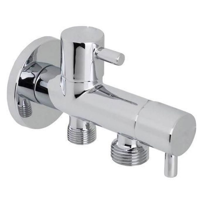 Robinet Équerre Double - GF - 1/2×1/2 - Chromé - Installation au sol - Étanchéité parfaite