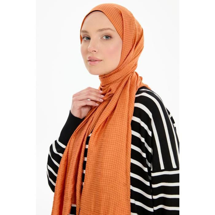 Châle à motifs - Tabac - Viscose - 74 x 186 cm - Printemps / Été - Chic