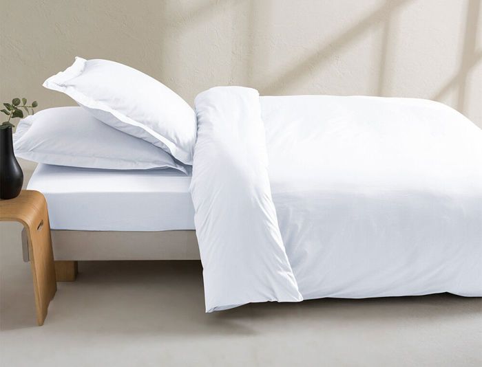 Housse de couette - LINVOSGES - 200x200 cm - Percale de coton - Blanc - Finition bourdon ton sur ton