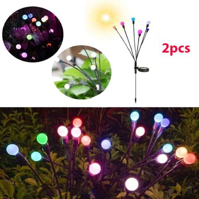 Boule de cristal solaire imperméable en forme de lucioles, luminaire décoratif