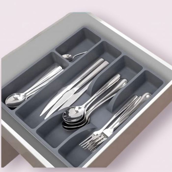 Boîte de rangement pour couverts en plastique,organisateur d'ustensiles couleur aléatoire