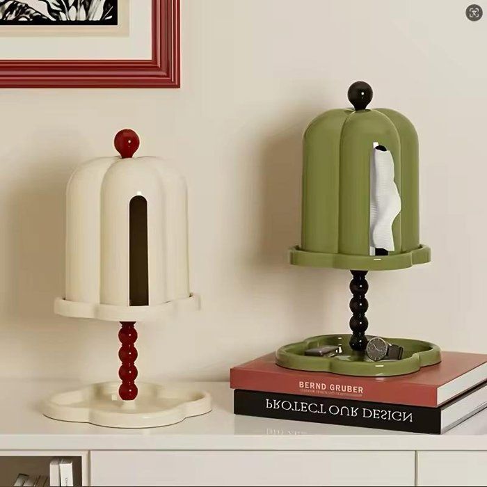 Porte-mouchoirs - Vintage - Beige - Design rétro - Support en plastique - Accessoires de cuisine