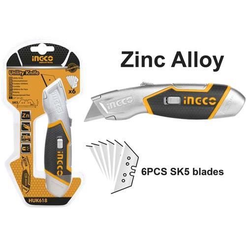 Couteau 61x19mm6 lames Zinc - HUK618 - INGCO