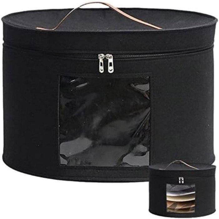 Sac de rangement pour chapeaux - Non spécifié - Pliable - Feutre - Zippé - Noir