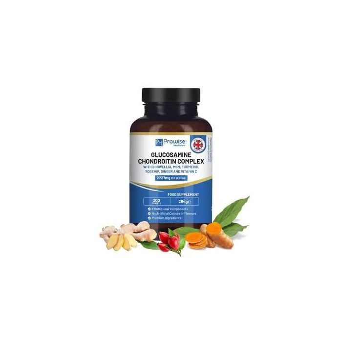 Prowise Healthcare  Complexe de glucosamine et de chondroïtine – 200 comprimés à haute concentration - Made in UK