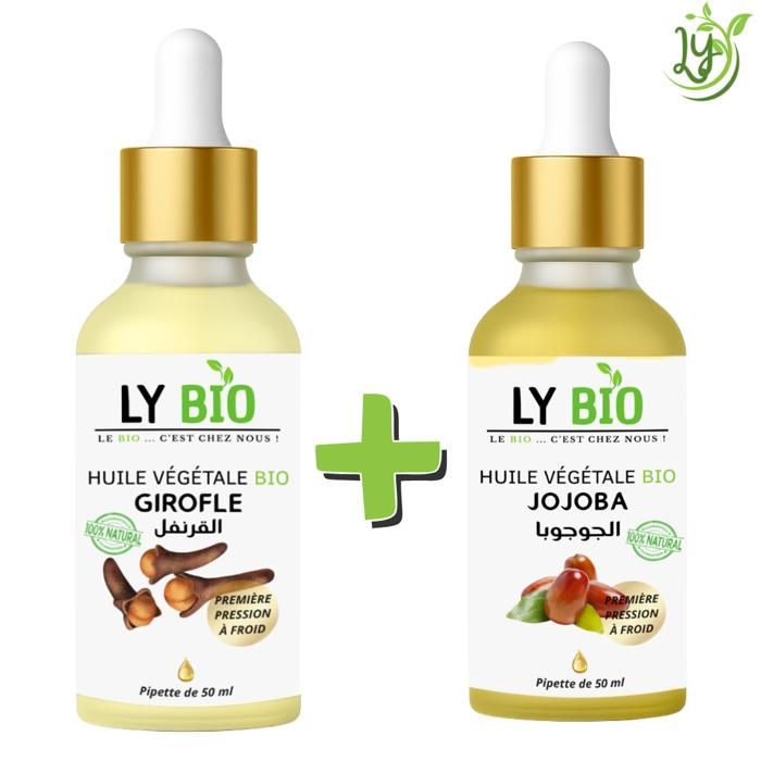 LYBIO PACK HUILE GIROFLE 50ML - PIPETTE + HUILE JOJOBA 50ML - PIPETTE
