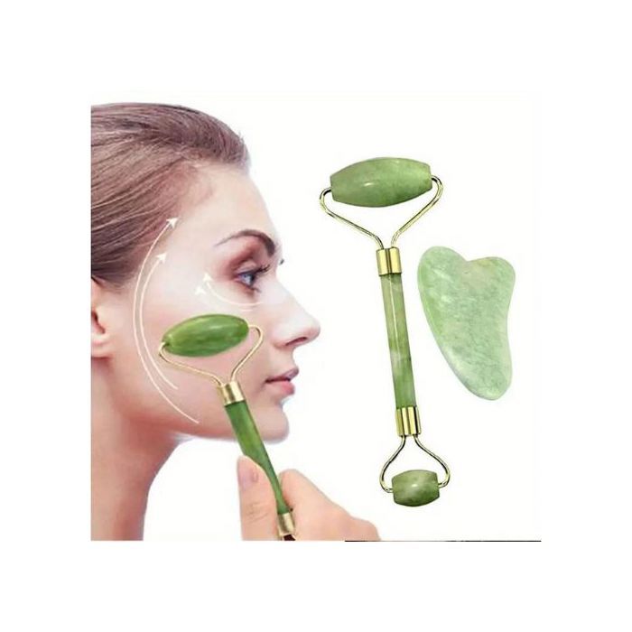 Outil De Massage Du Visage Pour Femmes, Masseur Universel À Rouleaux De Jade Pour Les Yeux Et La Lymphe Cervicale