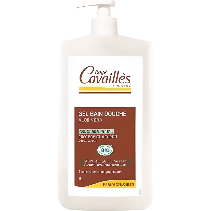 Gel Bain Douche - Rogé Cavaillès - Aloe Vera Bio - 1L - Surgras - Sans Parabène