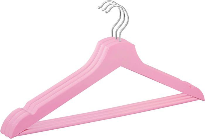 Lot de 3 Cintres en plastique rose, Robustes et Lisses