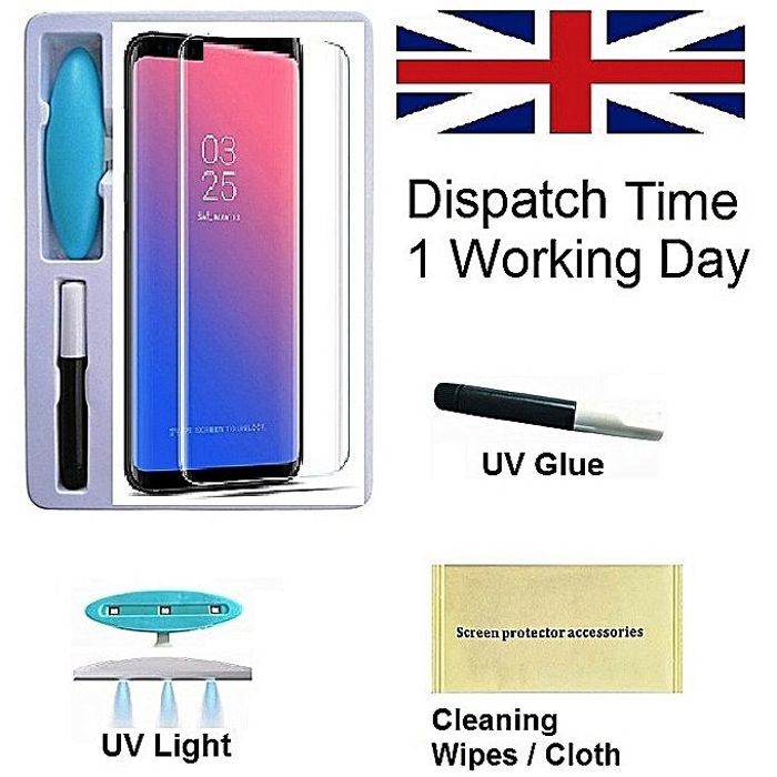 Protecteur incassable d'écran en verre trempé pour samsung S10plus Lumière de dôme UV avec une [colle à dispersion liquide