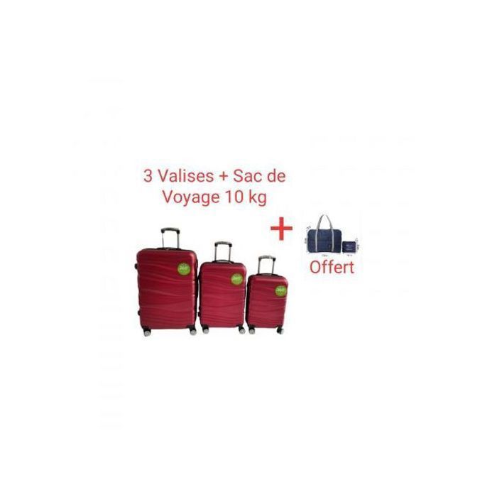 Ensemble de 3 Valises + Sac Cabine - Polycarbonate - 4 Roues Multidirectionnelles