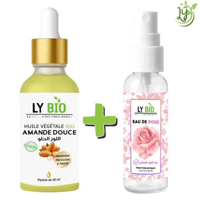 LYBIO PACK HUILE AMANDE DOUCE 50ML - PIPETTE + EAU DE ROSE 100ML