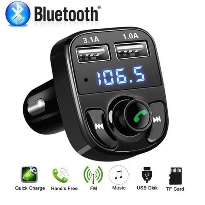 Transmetteur FM Bluetooth - GENERIC - Chargeur USB Double 3.1A - Micro SD - Mains libres - Noir