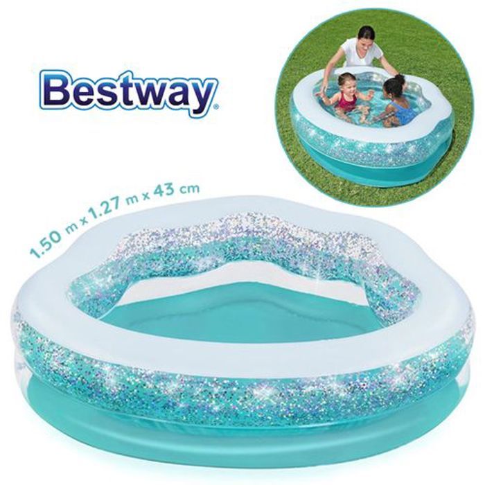Bestway Piscine Gonflable Transparente à Paillettes - 1.50m x 1.27m x H43cm