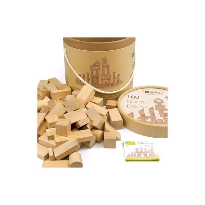 Jeu de construction - Ensemble de construction en bois - 100 pièces - Beige - À partir de 3 ans