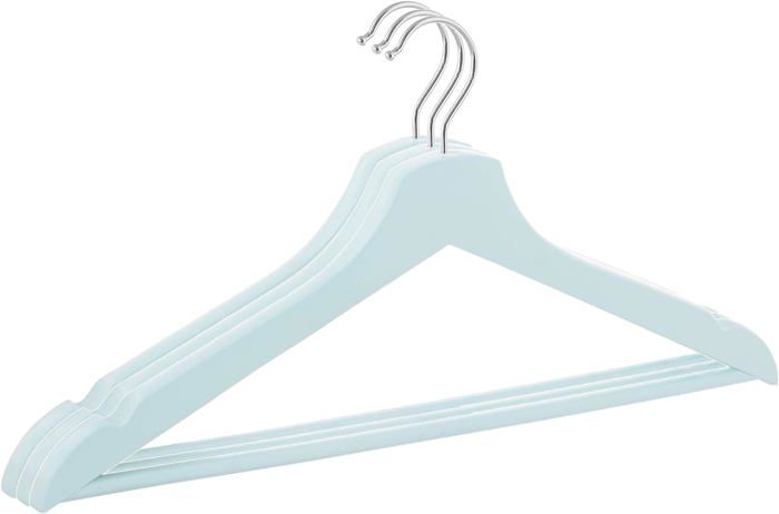Lot de 3 Cintres en Bois d'érable,Anti-dérapant de Haute Qualité,bleu