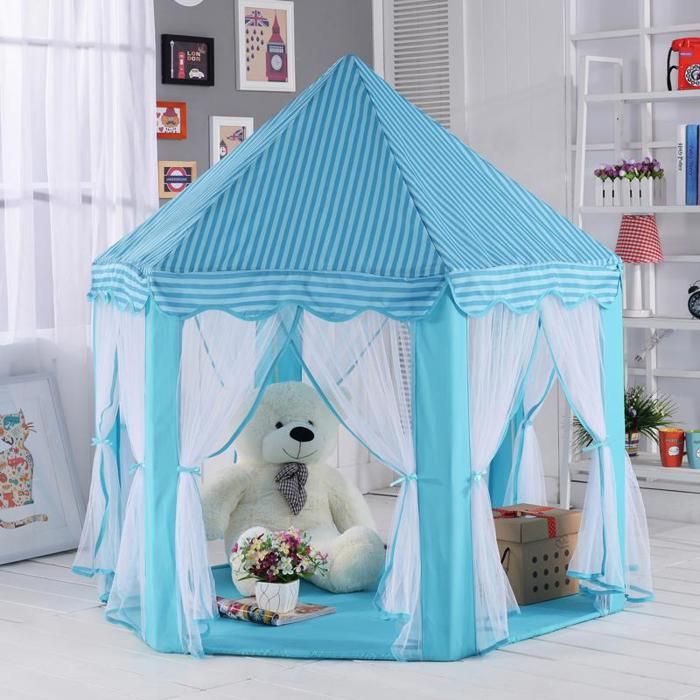 Tente activité - Toyshine - Château prince - Bleu - Pour 2-3 enfants - À monter soi-même