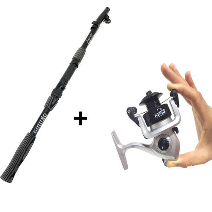 Pack canne à pêche - Akuma - 2.10m - Moulinet MAXELL 200 - Gris - Pêche en mer
