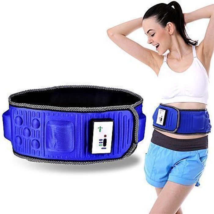 Ceinture de massage minceur - Fitness - Électrique - 5 types de moteurs - Intensité réglable - Couleur bleue