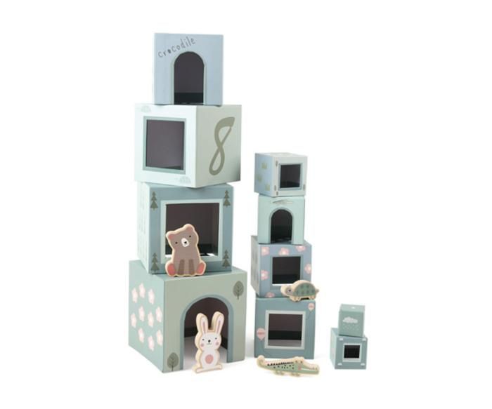 Empiler Des Cubes Avec Des Animaux En Bois