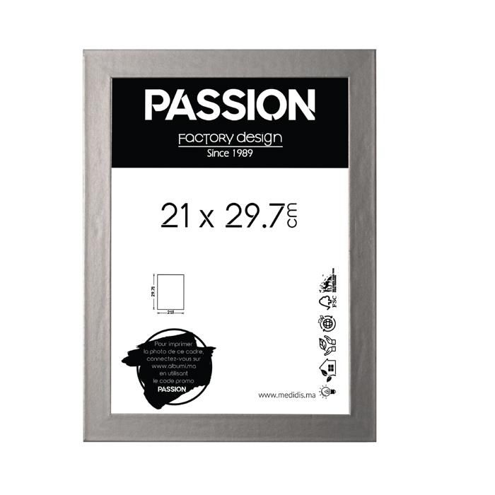 Cadre Photo - PASSION - RITA - 21x29.7 cm - Couleur Silver - Élégance Chic