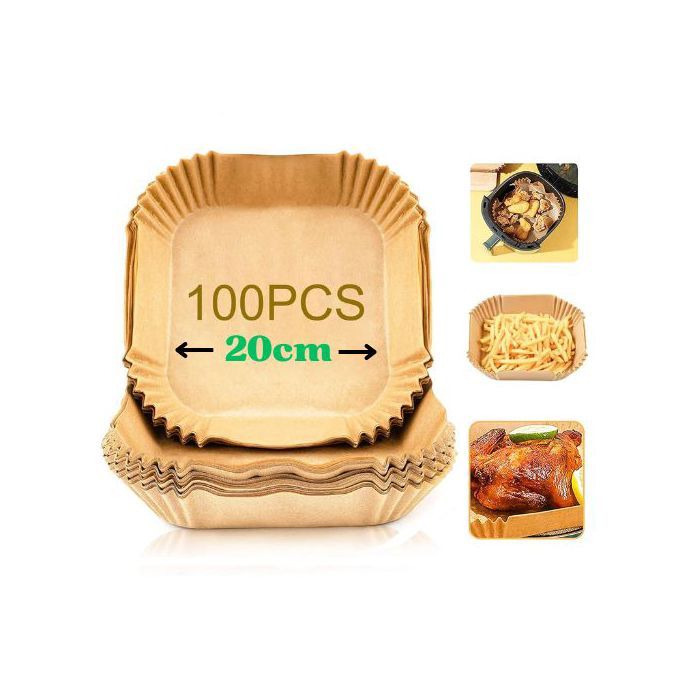 Papier cuisson air fryer - 100 pièces en Forme Carrée pour friteuse sans huile