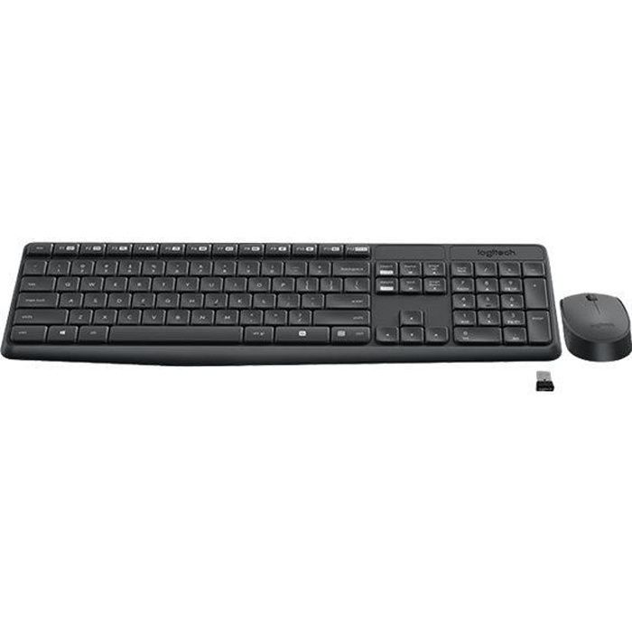 Ensemble Clavier et Souris - LOGITECH - MK235 - Sans fil USB - Optique - Gris