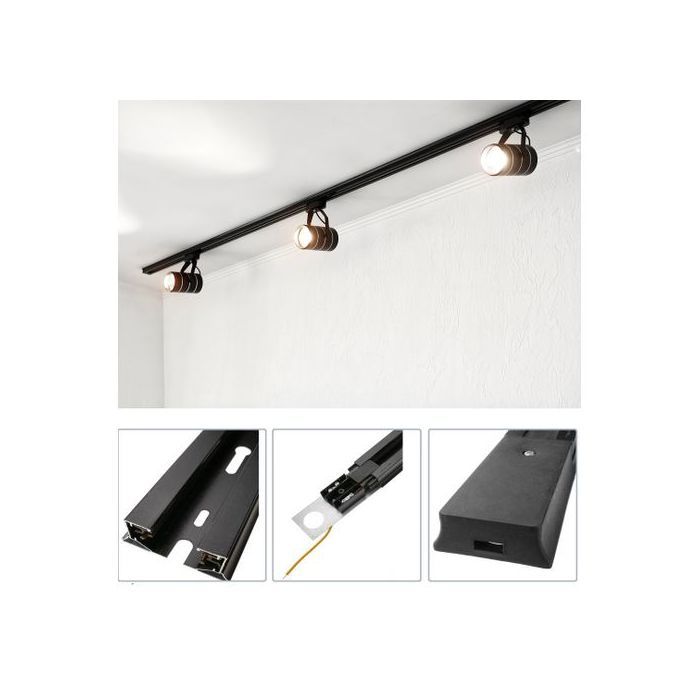 Rail Pour Luminére projecteurs plafond spot Monophasé 1 Métre (100CM) NOIR