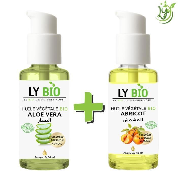 Pack Huile Aloe Vera & Abricot - LYBIO - 50ml - Hydratation - Soin Cheveux - Mixte