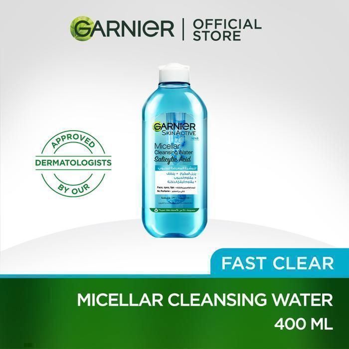 Eau Micellaire - Garnier - Fast Clear - 400ML - Anti-Acné - Acide Salicylique - Sans Parfum