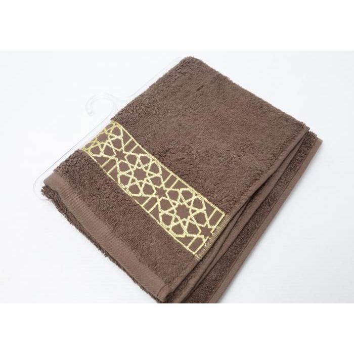 Serviette de toilette - Arabesque - Marron - 500g - 40x70 cm - Coton naturel