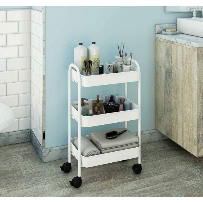 Meuble de rangement - HOME DECO FACTORY - HDE7519 - 3 étagères - Blanc - Métal - Design épuré