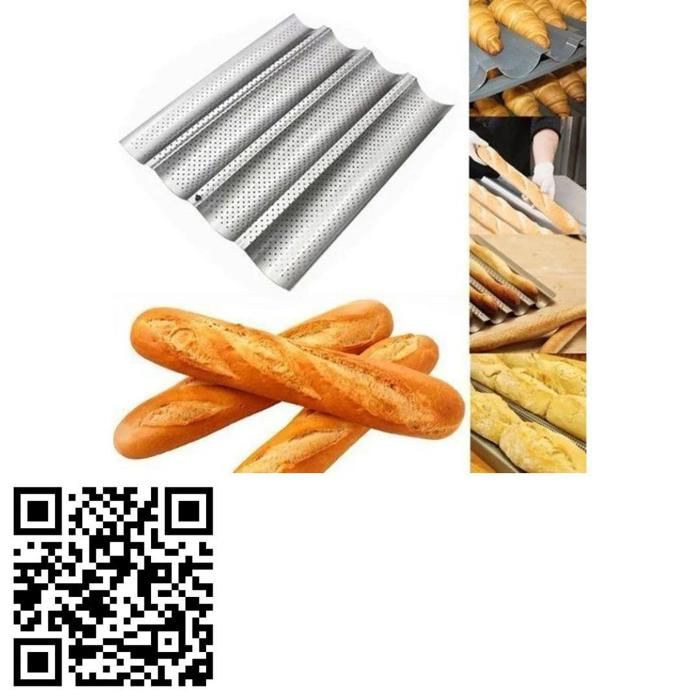 Moule à baguettes pain perforé plaque de cuisson pour 4 pains