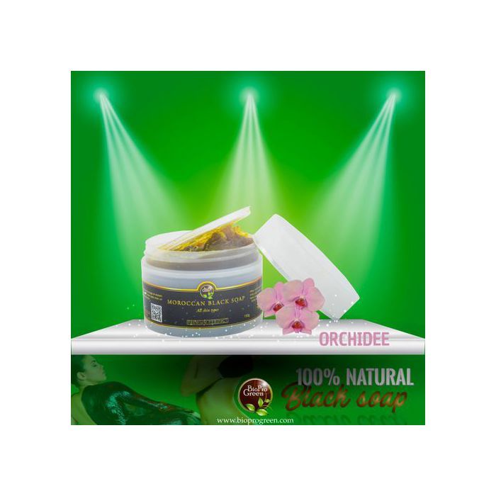 Savon noir - BIO PRO GREEN - Marocain - Parfumé à l'orchidée - Exfoliant - Hydratant