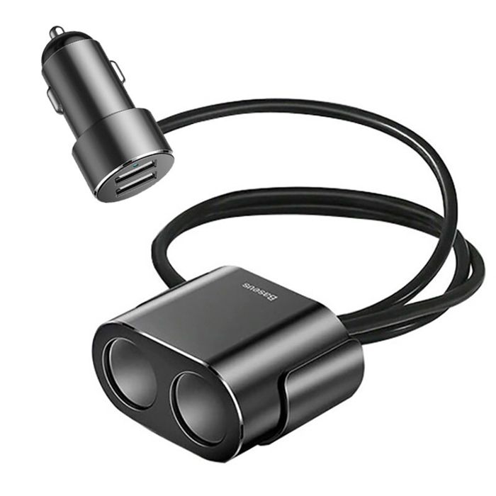 Chargeur de voiture - Baseus - crdyq-01 - 2x USB 3.1A - 2x Allume-cigare 80W - Noir