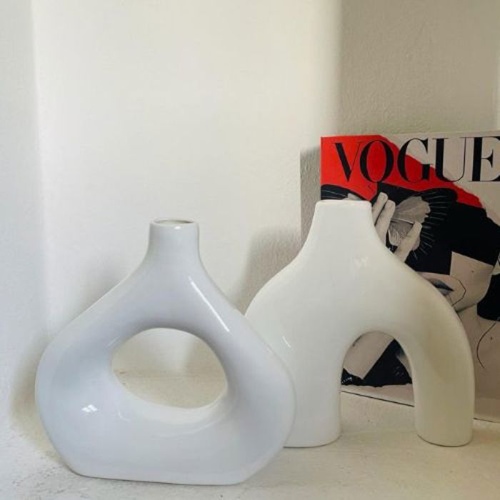Vases en céramique - GENERIC - Deux vases - Blanc - Style classique - Objets décoratifs