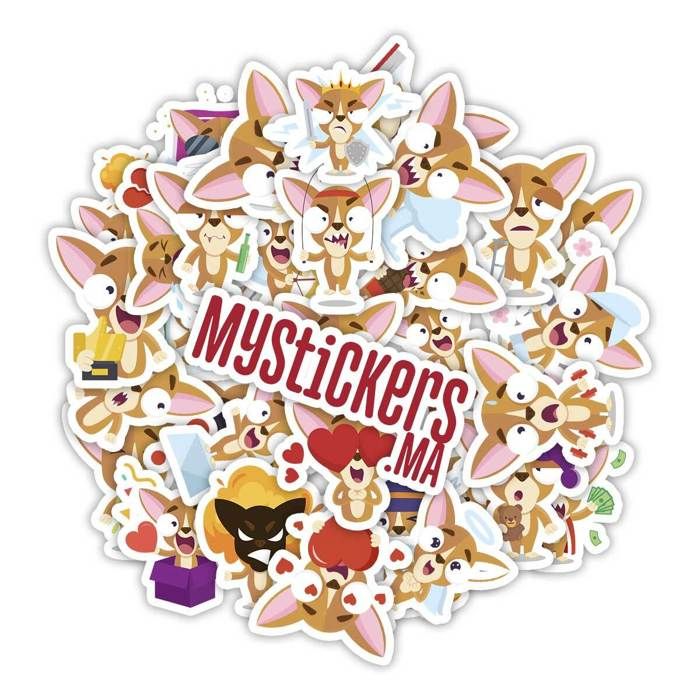 Stickers - Chihuahua - 3D - Multicolore - Contemporain - Papier