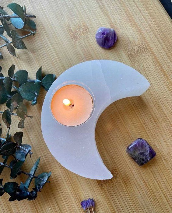 Bougies - Selenite Crystals - Lune - 2 pièces - Blanc - Objets décoratifs