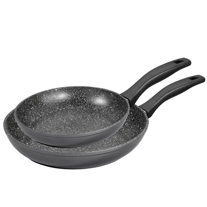 Poêles - Lot de 2 - 24/28 cm - Revêtement en pierre - Épaisseur 2,7 mm