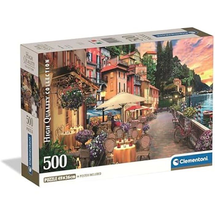 Puzzle - CLEMENTONI - Lake Como - 500 Pièces - Fabriqué en Italie - Écologique