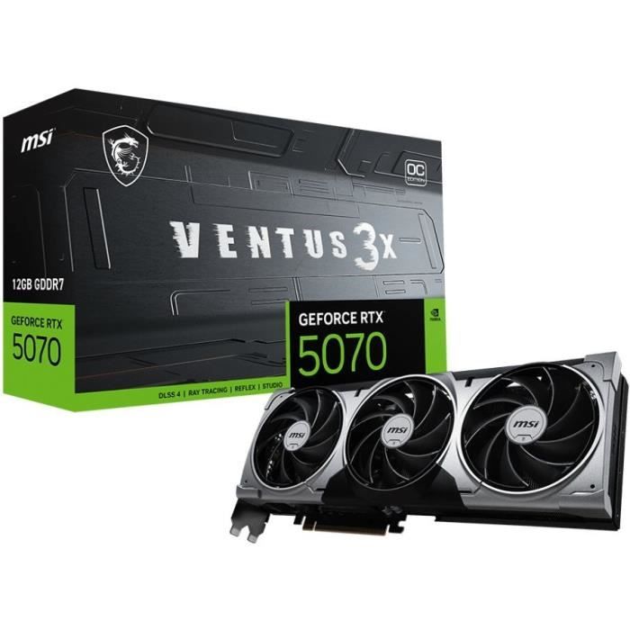 Carte graphique - MSI - VENTUS GeForce RTX 5070 - 12 Go GDDR7 - 3 ventilateurs - Overclocking